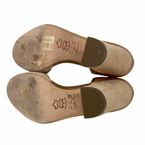 Anthropologie Guilhermina Womens Dorsay Block Heels Shoes Rose Gold Leather 6 M - Picture 5 of 8